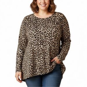 Indie Sleaze Chic Soul Leopard Print Plus Size Soft Knit Top 3XL Modern Chic